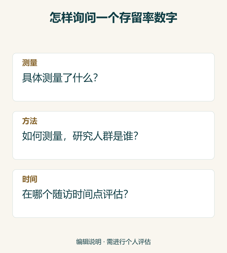 评估存留率数字的三个问题,避免把它当作个人保证。