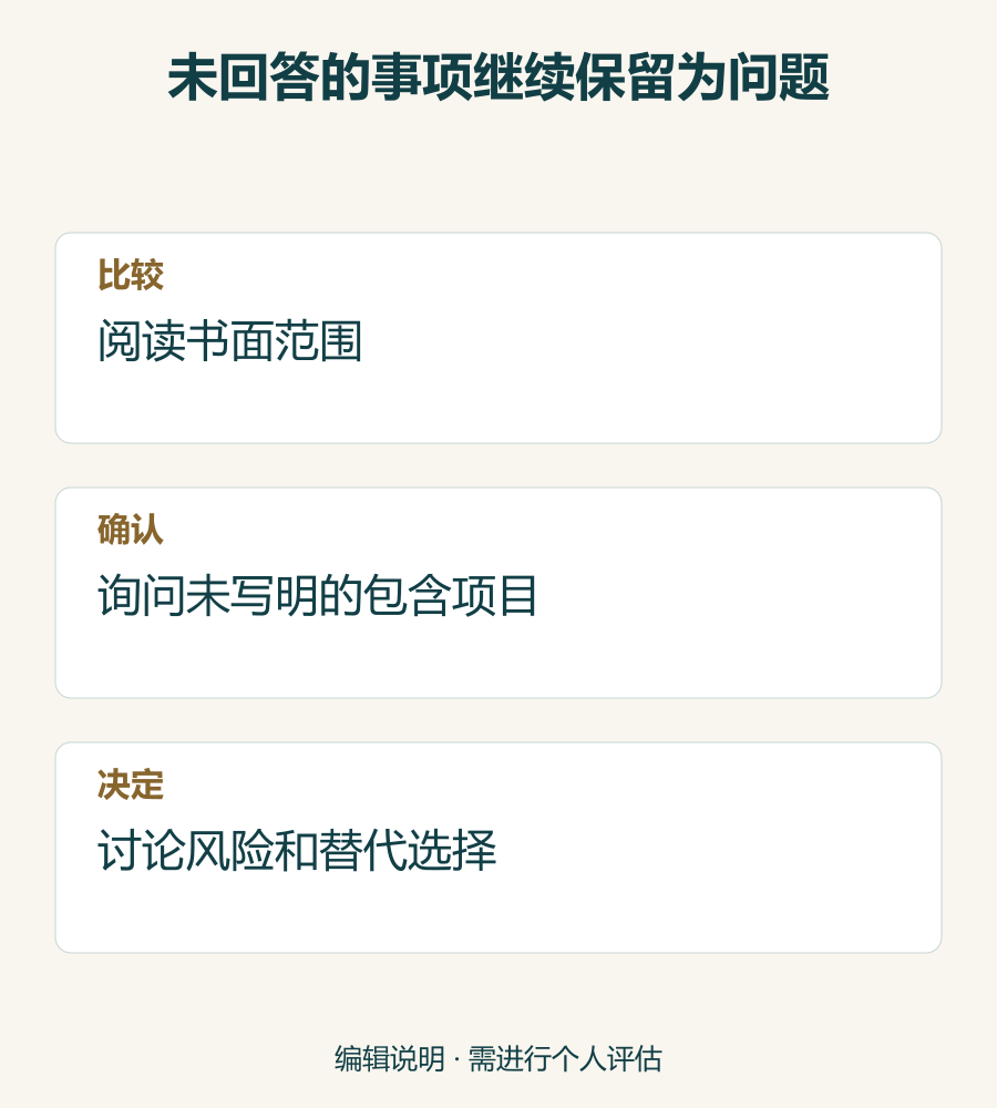 比较书面报价的核对清单，不把价格当作治疗适合程度或结果的保证。