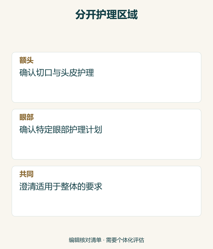 两个护理区域的沟通图，不提供冷热敷或用药处方。