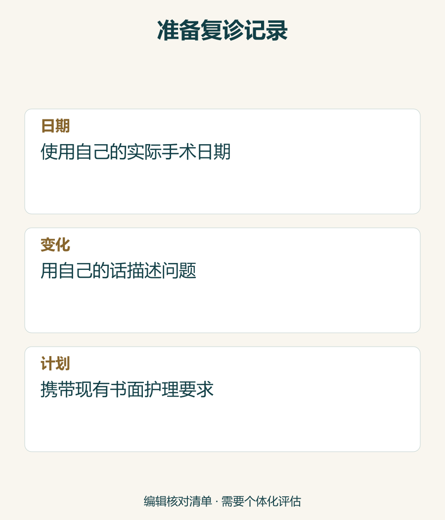 编辑复诊清单,不是诊断或伤口护理方案。