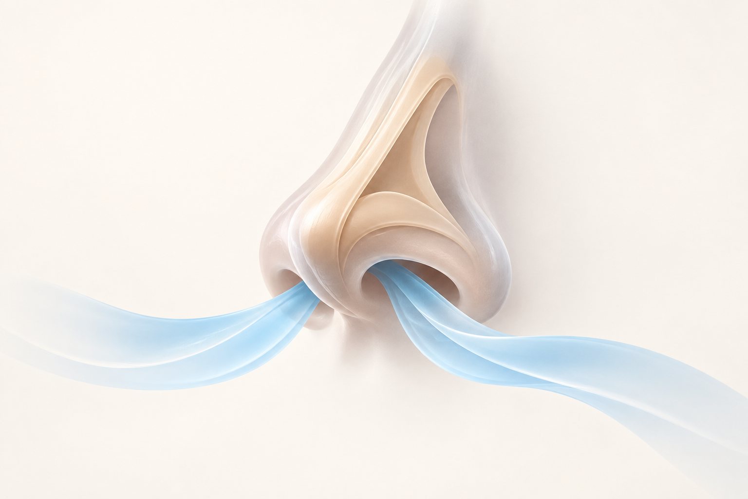 Abstract AI illustration of airflow near a generic nose