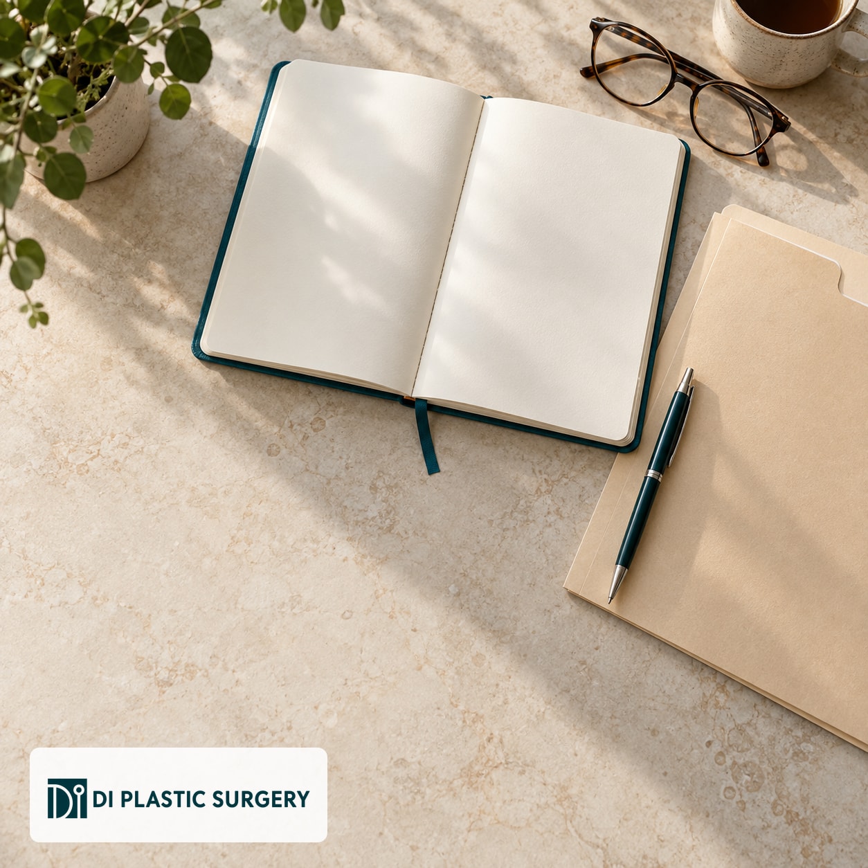 AI-generated blank notebook and folder for organizing nasal-surgery consultation records