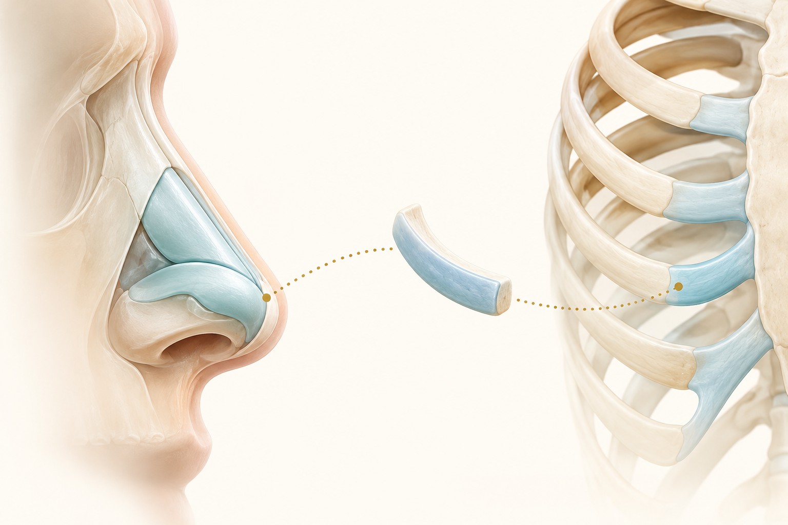Conceptual illustration linking a cartilage segment with nasal support