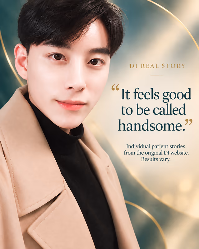 DI REAL STORY. “It feels good to be called handsome.”. Individual patient stories from the original DI website. Results vary.
